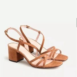 J Crew Odette Suede Block Heel Strappy Sandal-Odette Leopard SZ 7 NWT NIB